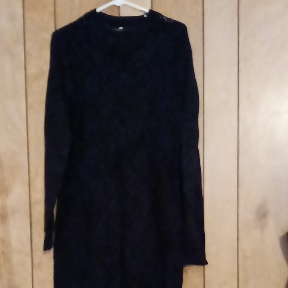 Elegant Black Sweater Women's Dress